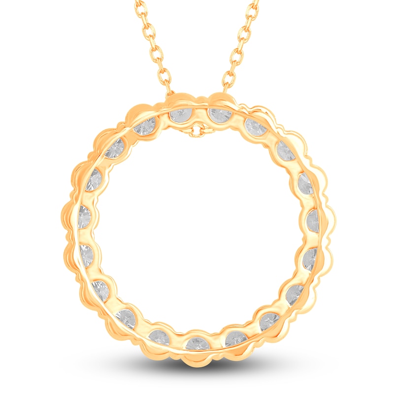 Main Image 3 of Diamond Circle Pendant Necklace 3 ct tw Round 14K Yellow Gold 18"