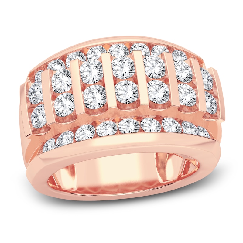 Men's Diamond Ring 3 ct tw Round 14K Rose Gold