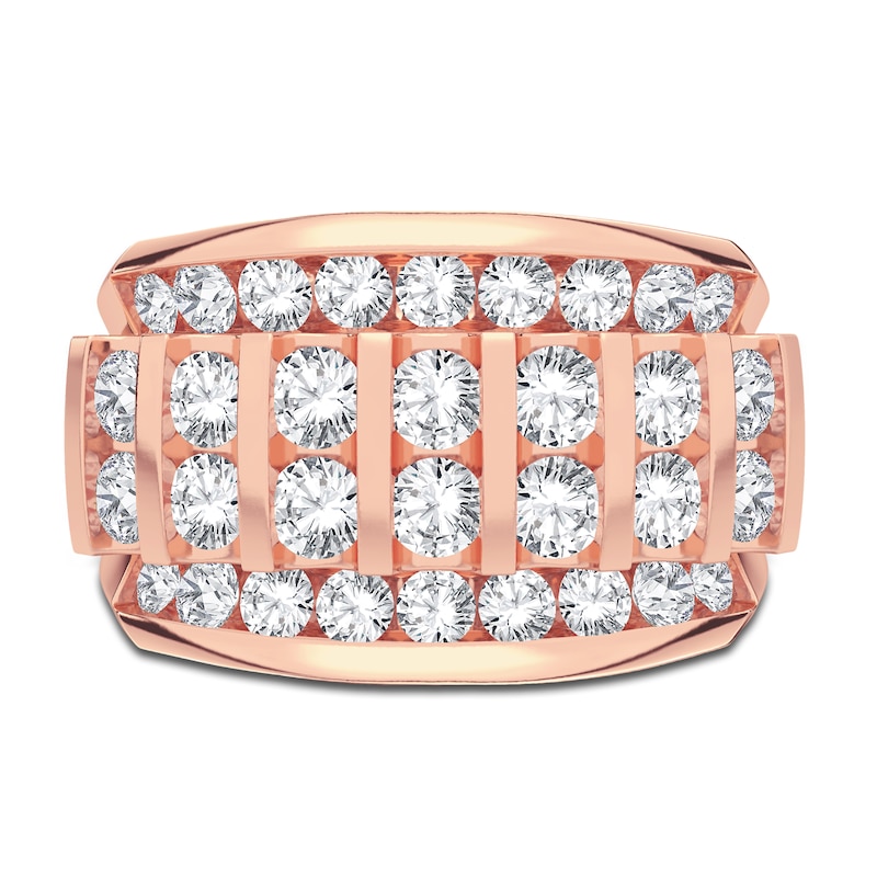 Men's Diamond Ring 3 ct tw Round 14K Rose Gold