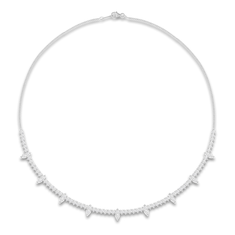 Main Image 1 of Diamond Necklace 3 ct tw Round 14K White Gold 19"