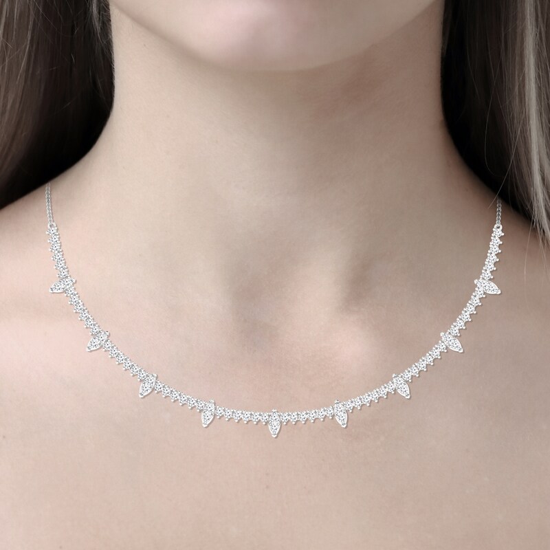 Main Image 2 of Diamond Necklace 3 ct tw Round 14K White Gold 19"