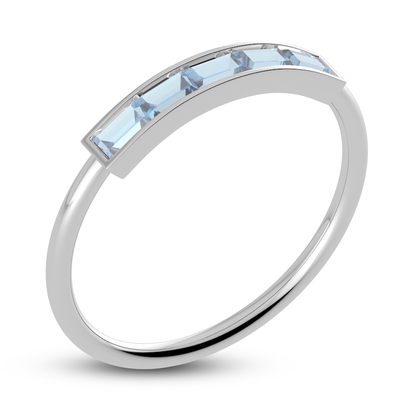 Main Image 2 of Juliette Maison Natural Aquamarine Baguette Bar Ring 10K White Gold