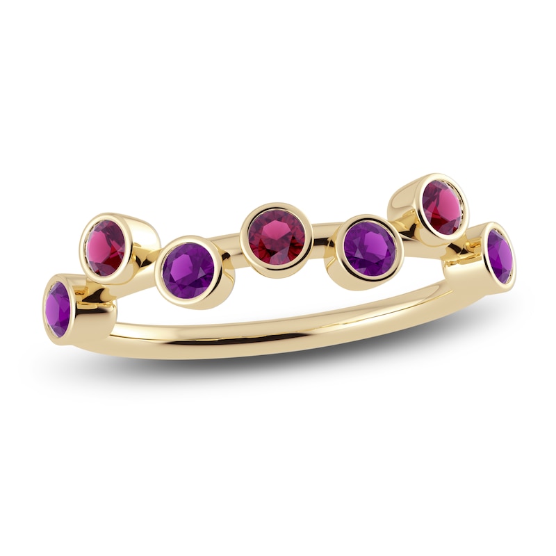 Main Image 1 of Juliette Maison Natural Rhodolite Garnet & Natural Amethyst Ring 10K Yellow Gold
