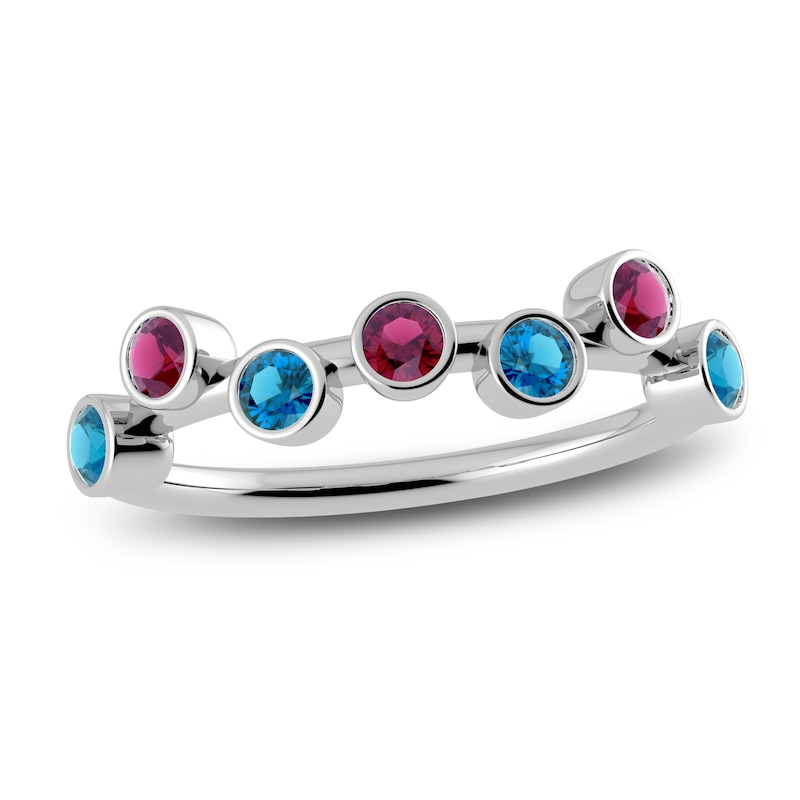 Main Image 1 of Juliette Maison Natural Rhodolite Garnet & Natural Blue Zircon Ring 10K White Gold
