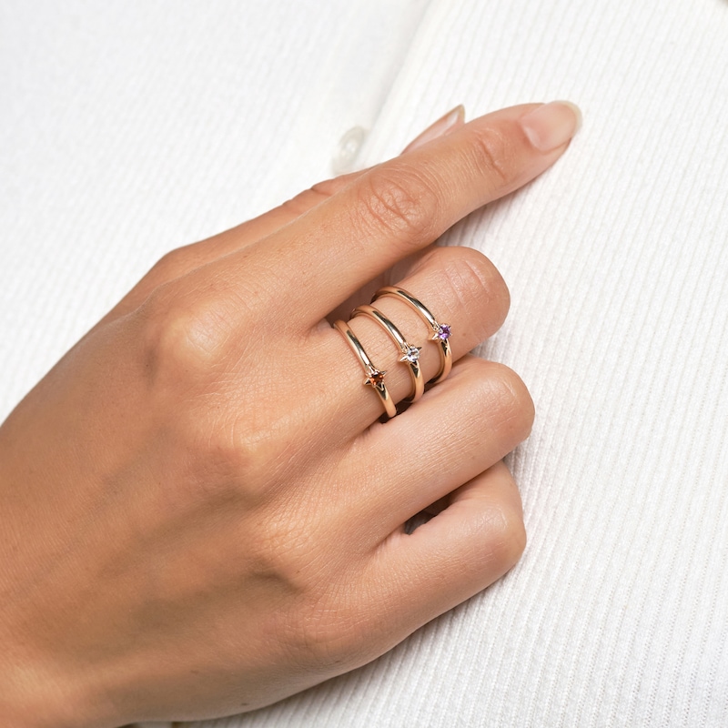 Main Image 5 of Juliette Maison Natural Garnet Starburst Ring 10K Rose Gold