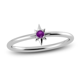 Juliette Maison Natural Amethyst Starburst Ring 10K White Gold