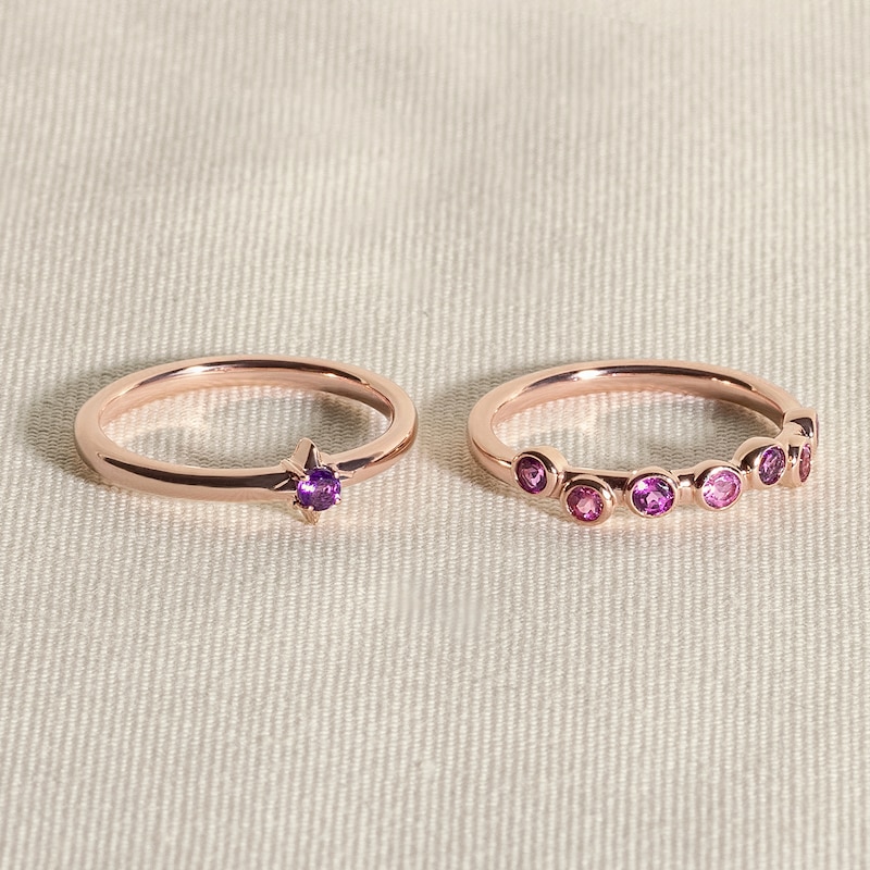 Main Image 4 of Juliette Maison Natural Amethyst Starburst Ring 10K White Gold