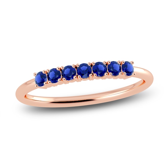 Juliette Maison Natural Blue Sapphire Half Eternity Ring 10K Rose Gold