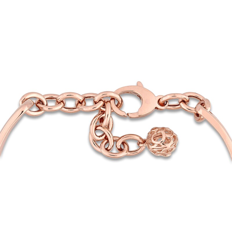 Diamond Cuff Bracelet 7/8 ct tw Round 14K Rose Gold 7"