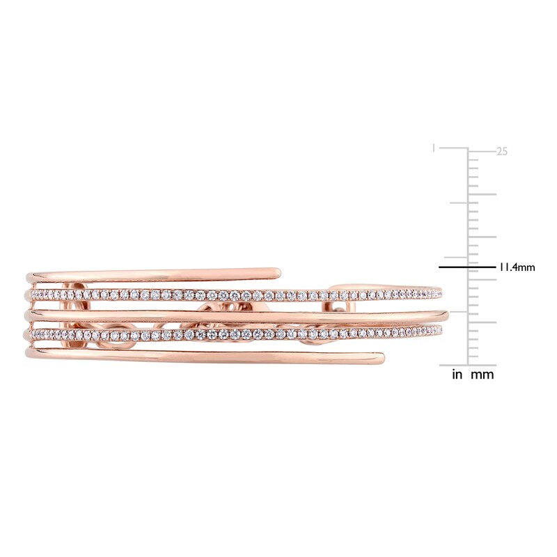 Diamond Cuff Bracelet 7/8 ct tw Round 14K Rose Gold 7"