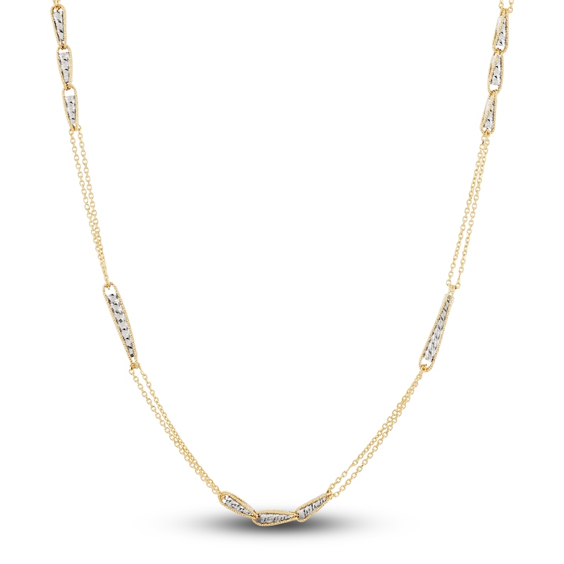 Italia D'Oro Triangle Chain Necklace 14K Yellow Gold 19"