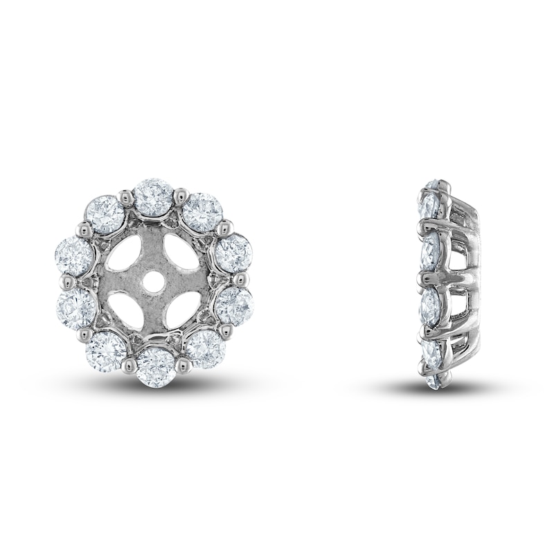 Diamond Halo Stud Earring Jackets 1/2 ct tw Round 14K White Gold