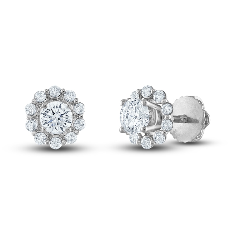 Halo Round Diamond Stud Earrings