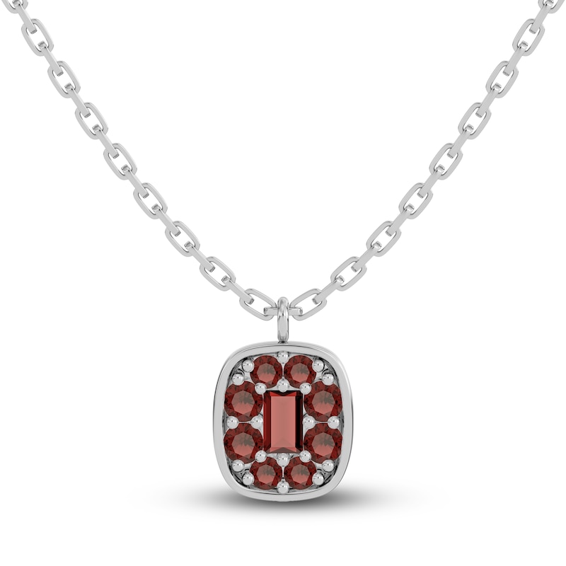 Main Image 1 of Juliette Maison Natural Garnet Pendant Necklace 10K White Gold