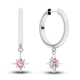 Juliette Maison Natural Pink Tourmaline Starburst Drop Earrings 10K White Gold