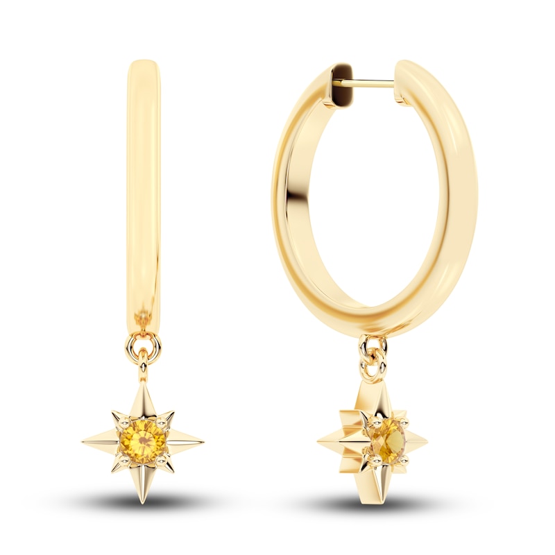 Juliette Maison Natural Citrine Starburst Drop Earrings 10K Gold