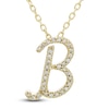Thumbnail Image 1 of Diamond Initial B Pendant Necklace 1/10 ct tw Round 10K Yellow Gold 18"