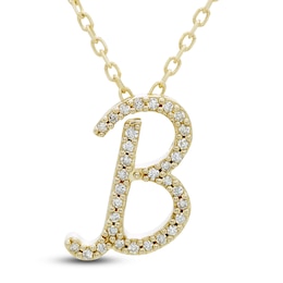 Diamond Initial B Pendant Necklace 1/10 ct tw Round 10K Yellow Gold 18"