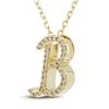 Thumbnail Image 2 of Diamond Initial B Pendant Necklace 1/10 ct tw Round 10K Yellow Gold 18"