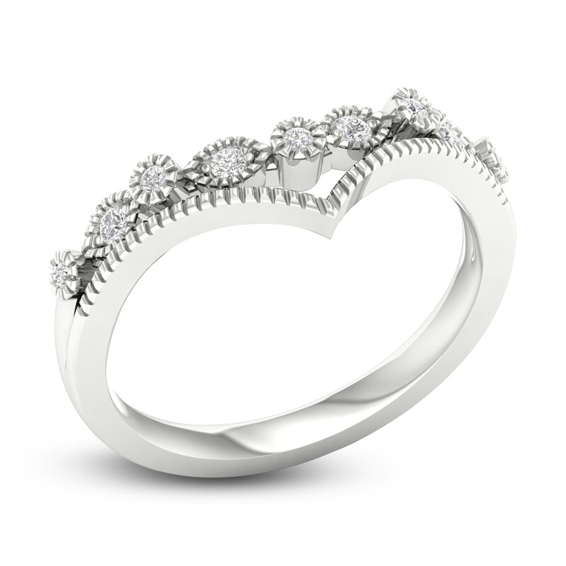 Main Image 2 of Diamond Milgrain Wedding Band 1/10 ct tw Round 14K White Gold