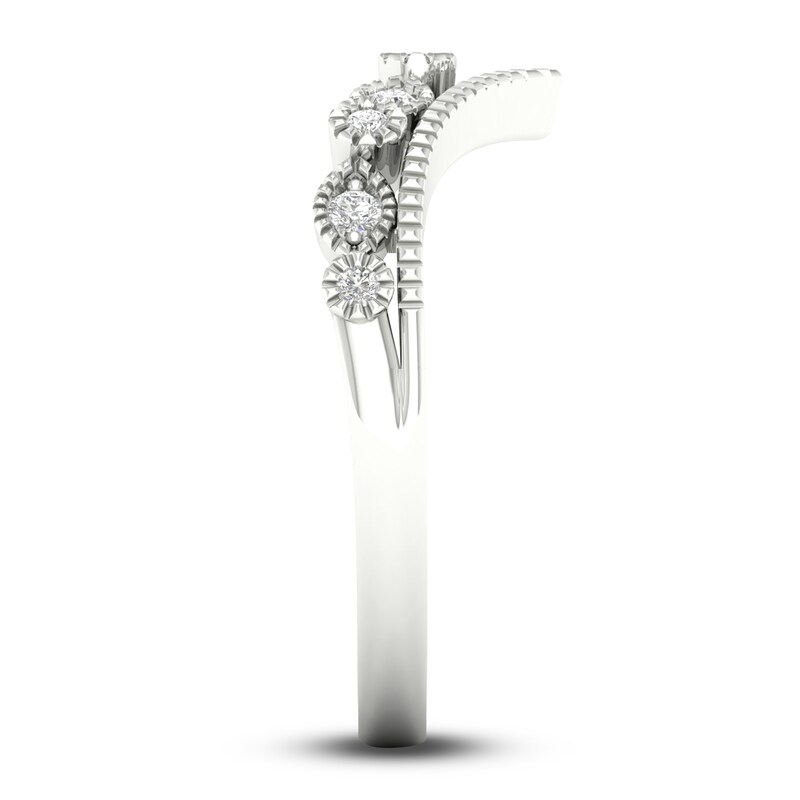 Main Image 3 of Diamond Milgrain Wedding Band 1/10 ct tw Round 14K White Gold