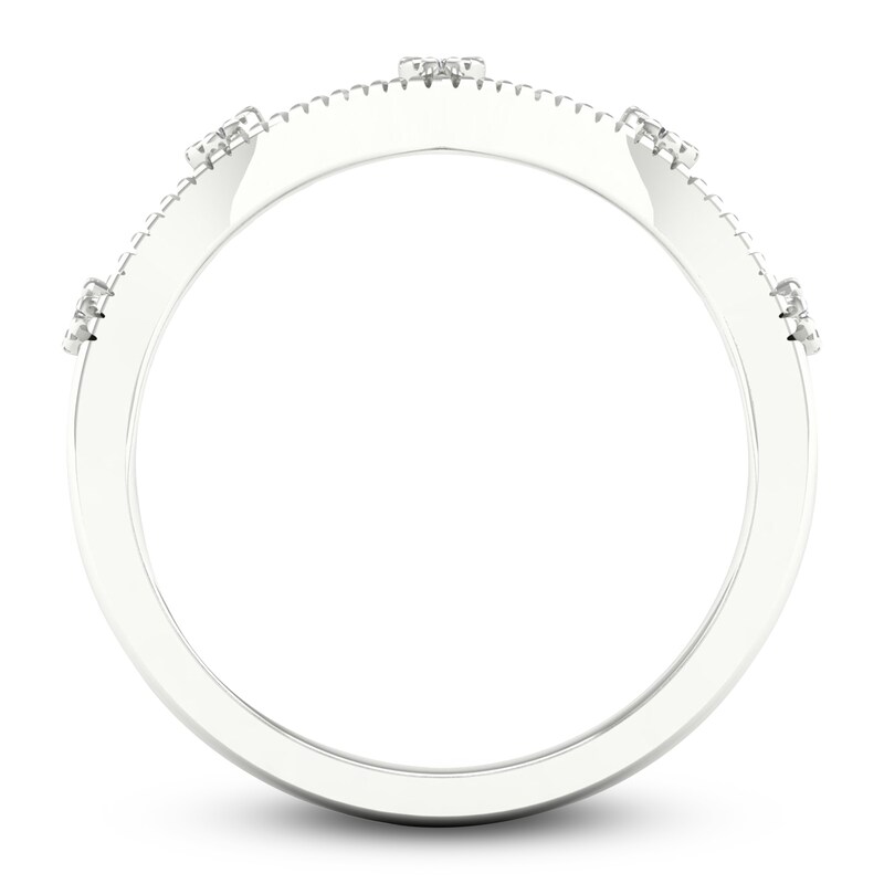 Main Image 4 of Diamond Milgrain Wedding Band 1/10 ct tw Round 14K White Gold