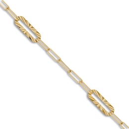 High-Polish Oval Link Bracelet 14K Yellow Gold 7"
