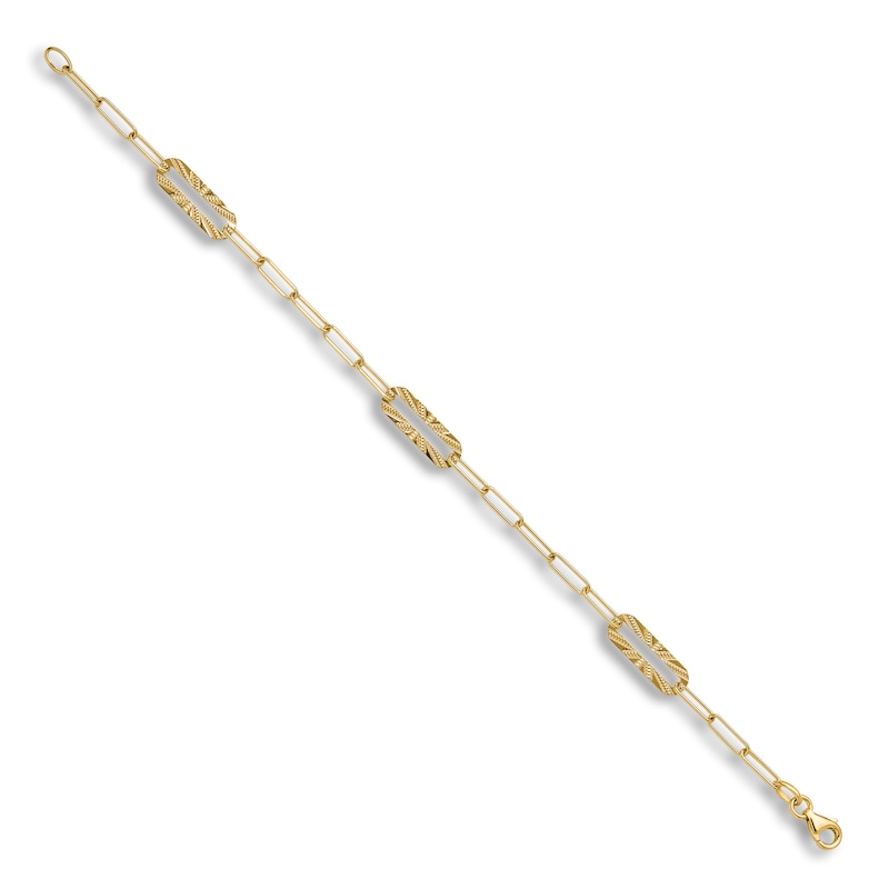 Main Image 2 of High-Polish Oval Link Bracelet 14K Yellow Gold 7"