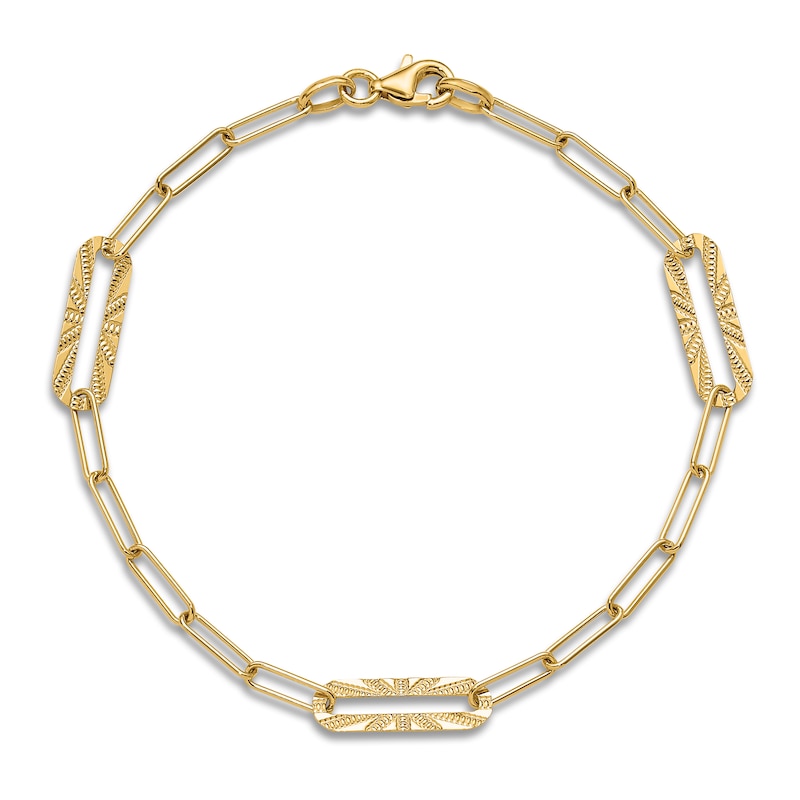 Main Image 4 of High-Polish Oval Link Bracelet 14K Yellow Gold 7"