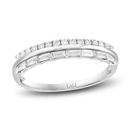 LALI Jewels Diamond Ring 3/8 ct tw Emerald/Round 14K White Gold