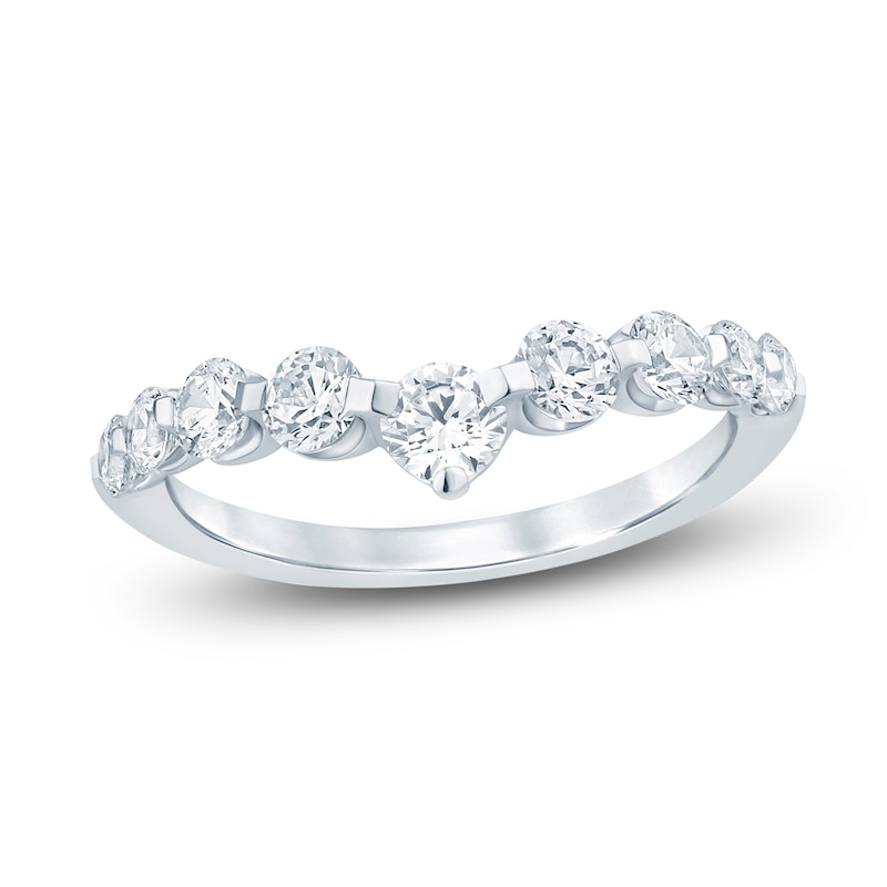 Main Image 1 of Diamond Contour Anniversary Band 1 ct tw Round 14K White Gold