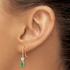 Thumbnail Image 3 of Natural Emerald Dangle Earrings 1/6 ct tw Diamonds 14K Yellow Gold