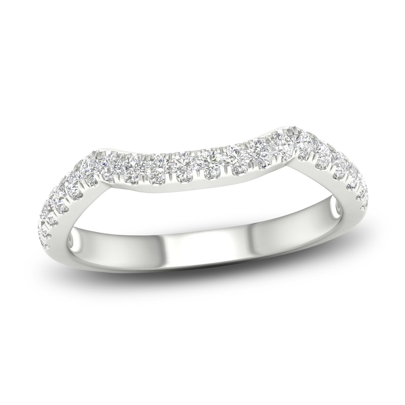 Main Image 1 of Diamond Contour Wedding Band 1/3 ct tw Round 14K White Gold
