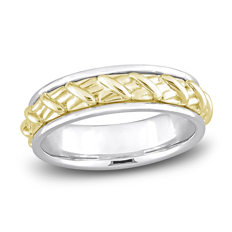 Main Image 1 of Y-Knot Men's Wedding Band 14K Two-Tone Gold 6.5mm