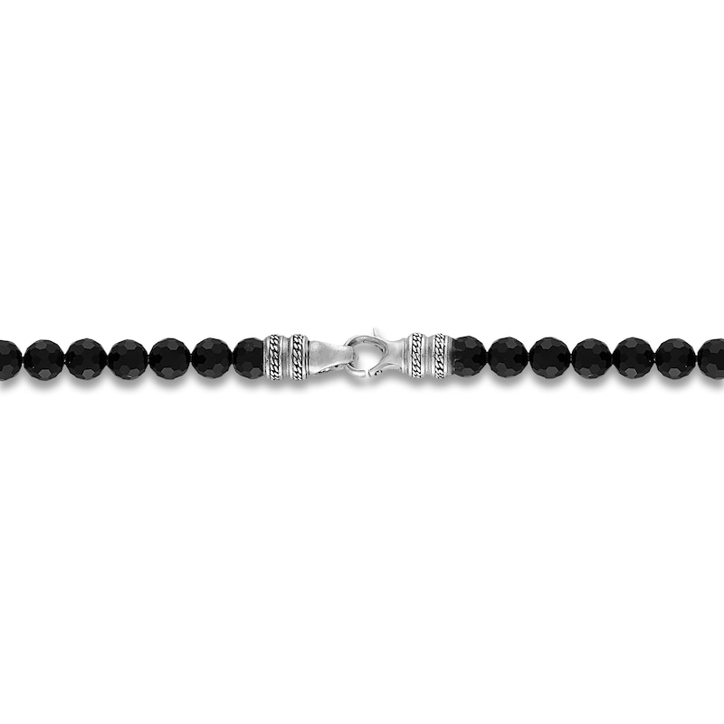Main Image 3 of 1933 by Esquire Men's Natural Black Spinel Necklace Sterling Silver 24"