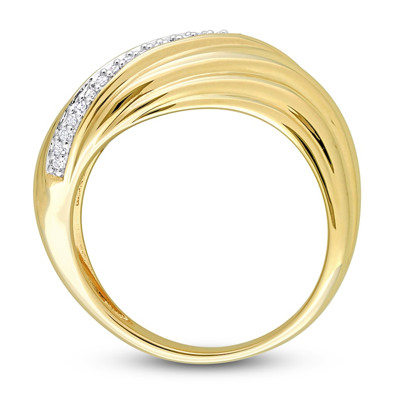 Main Image 3 of Diamond Swirl Ring 1/10 ct tw Round 14K Yellow Gold