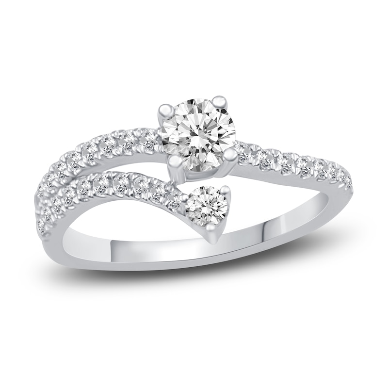 Main Image 1 of Diamond 2-Stone Ring 5/8 ct tw Round 14K White Gold