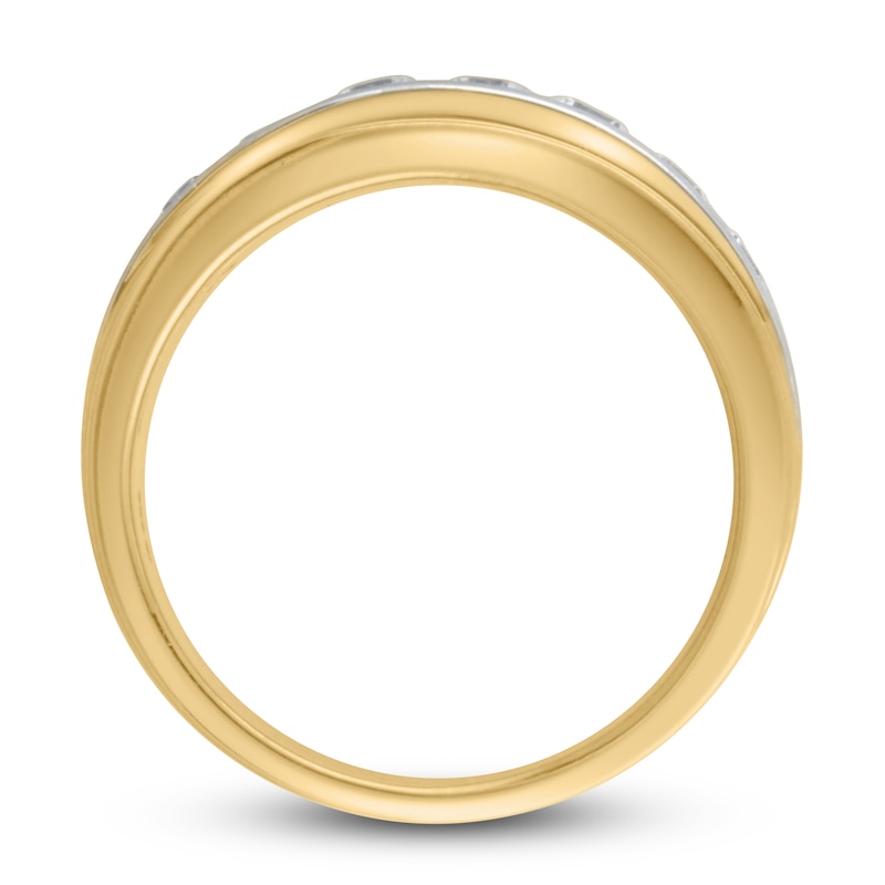 Main Image 3 of Men's Lab-Grown Diamond Anniversary Band 1 ct tw Round 14K Two-Tone Gold