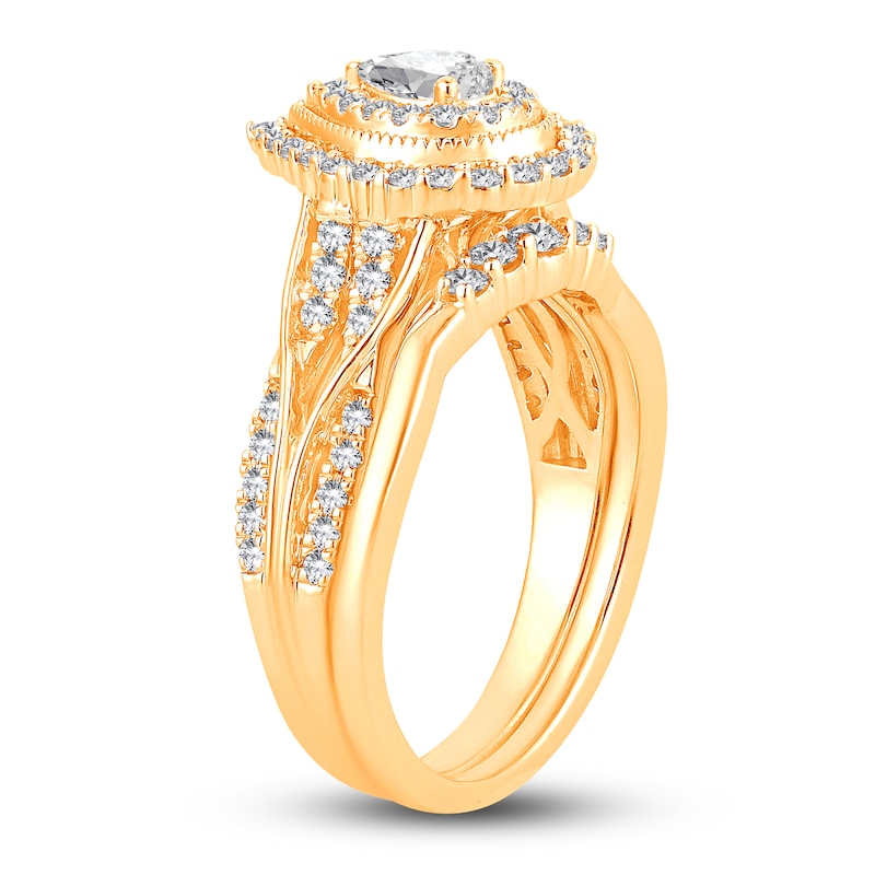 Main Image 2 of Diamond Twist Bridal Set 3/4 ct tw Pear/Round 14K Yellow Gold