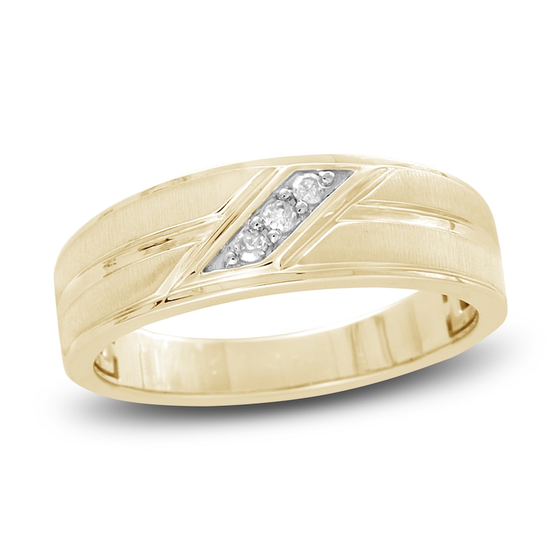 Main Image 1 of Men's Diamond Wedding Band 1/10 ct tw Round 14K Yellow Gold