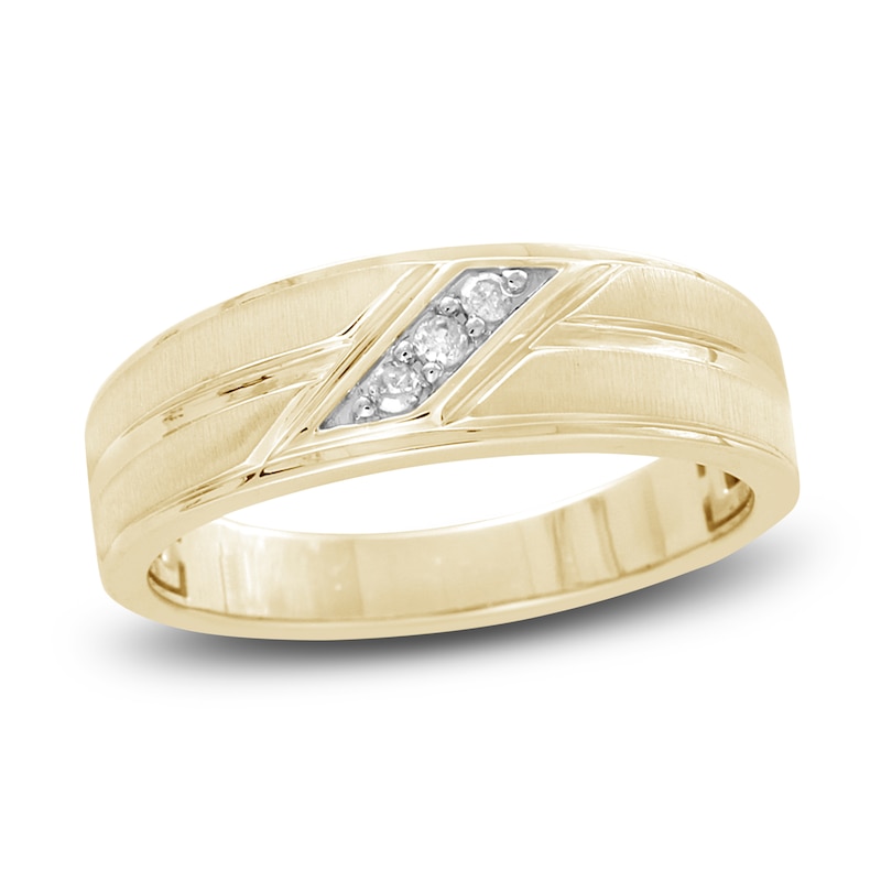 Men's Diamond Wedding Band 1/10 ct tw Round 14K Yellow Gold