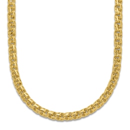 High-Polish Double Curb Chain Necklace 24K Yellow Gold 20" 4.4mm