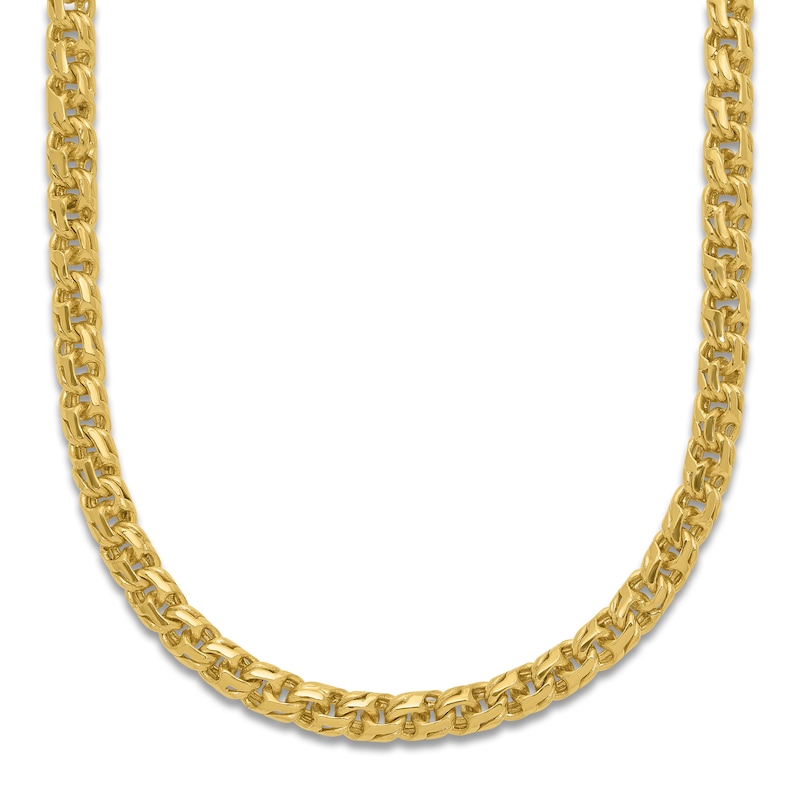 Main Image 1 of High-Polish Double Curb Chain Necklace 24K Yellow Gold 20" 4.4mm