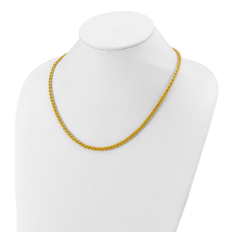 Main Image 3 of High-Polish Double Curb Chain Necklace 24K Yellow Gold 20" 4.4mm
