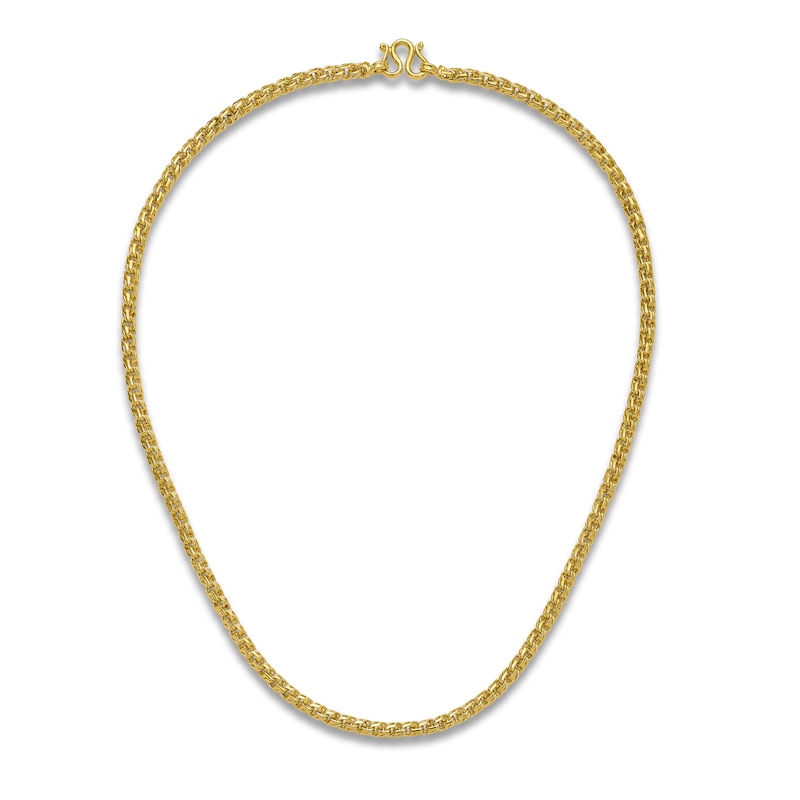 Main Image 4 of High-Polish Double Curb Chain Necklace 24K Yellow Gold 20" 4.4mm