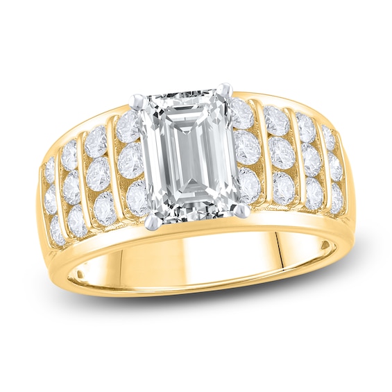 Diamond Engagement Ring 3 ct tw EmeraldRound 14K Yellow Gold