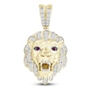 Thumbnail Image 1 of Men's Diamond & Lab Created Ruby Lion Charm 1/2 ct tw Round 10K Yellow Gold