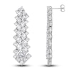 Thumbnail Image 1 of Round & Emerald-Cut Lab-Created Diamond Drop Earrings 8-1/2 ct tw 14K White Gold