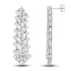 Thumbnail Image 2 of Round & Emerald-Cut Lab-Grown Diamond Drop Earrings 8-1/2 ct tw 14K White Gold