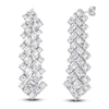 Thumbnail Image 2 of Round & Emerald-Cut Lab-Created Diamond Drop Earrings 8-1/2 ct tw 14K White Gold